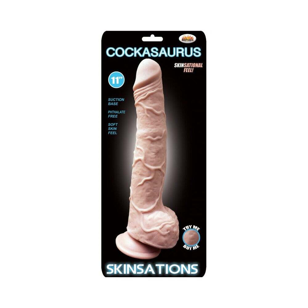 11 inch Dildo by Hott Products in Vanilla Ivory Beige shown for use by Her or Him