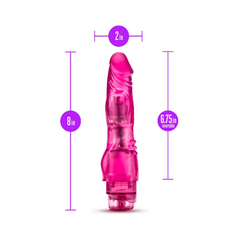 8 inch Dildo by Blush in Hot Pink Magenta Fuchsia displayed for pegging Him or Her