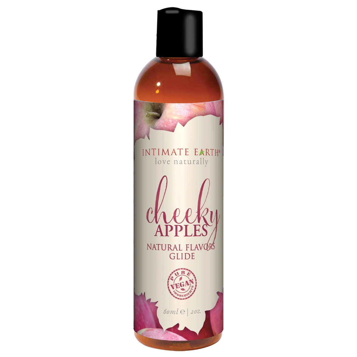 Bottle of  water based lube intimate earth showing clean, lightweight formula