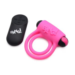 Pink XR Brands Vibrator BANG! Silicone Cock Ring & with Remote Control