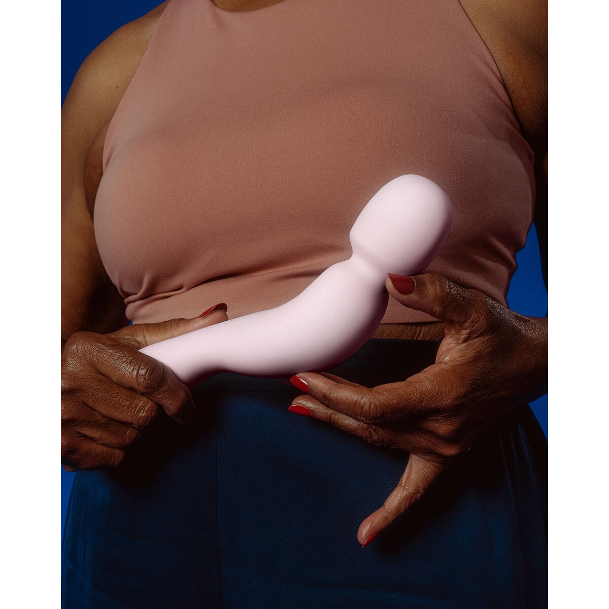 Close-up of the  Dame Products vibrator for texture detail