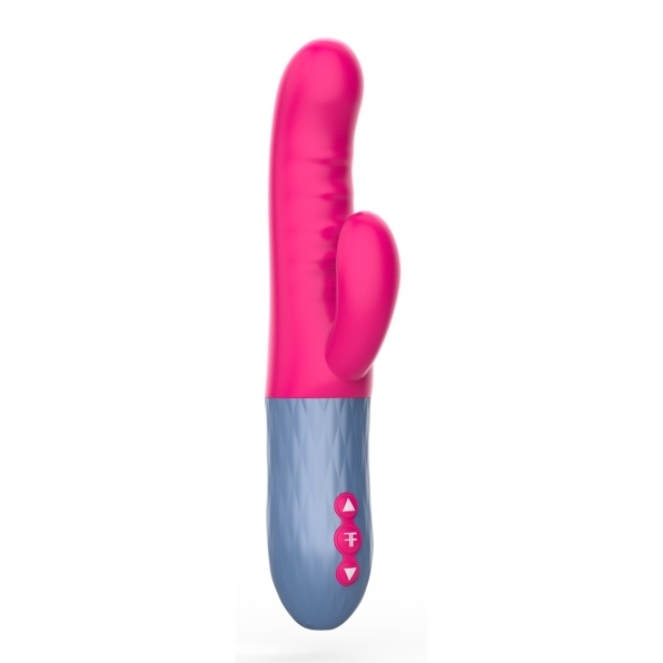 Pink Femme Funn vibrator Essenza shown in hand for scale