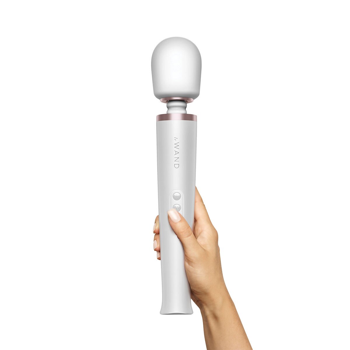 Close-up of the White Le Wand vibrator for texture detail