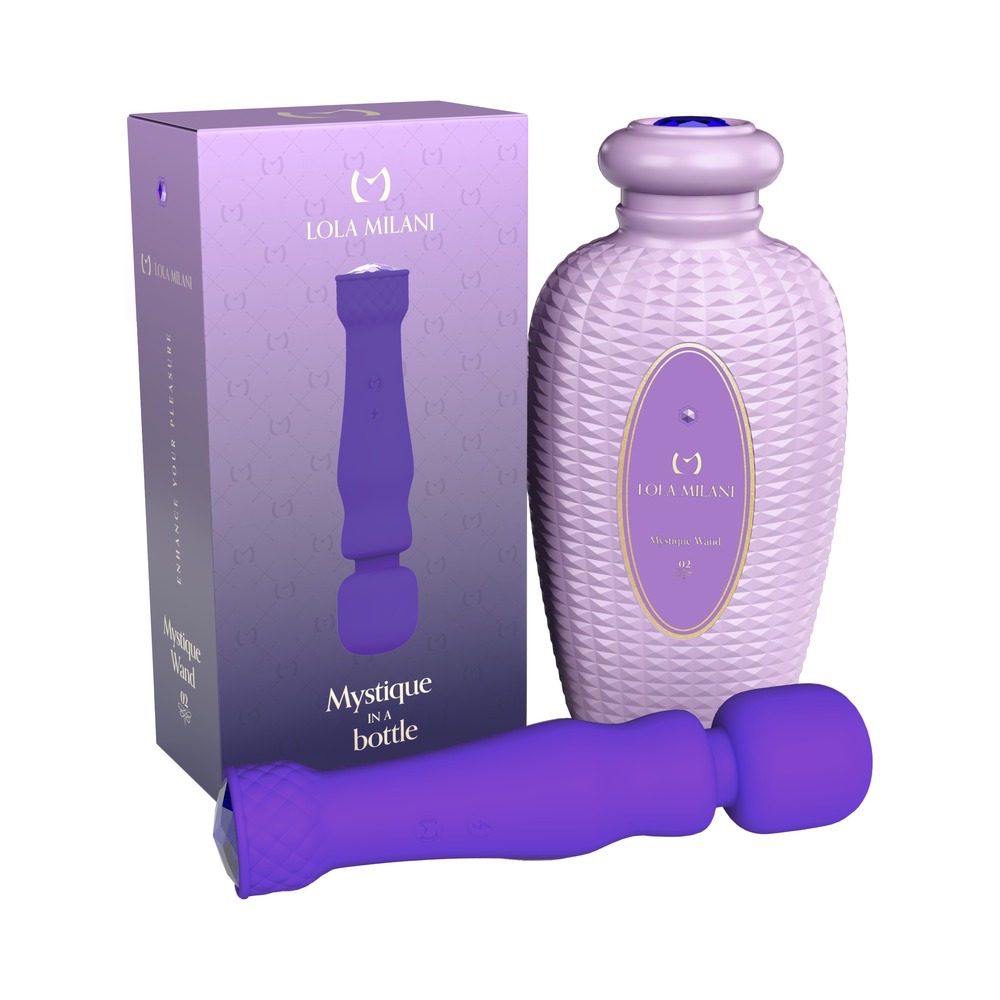 Purple Lola Milani vibrator Mystique shown in hand for scale