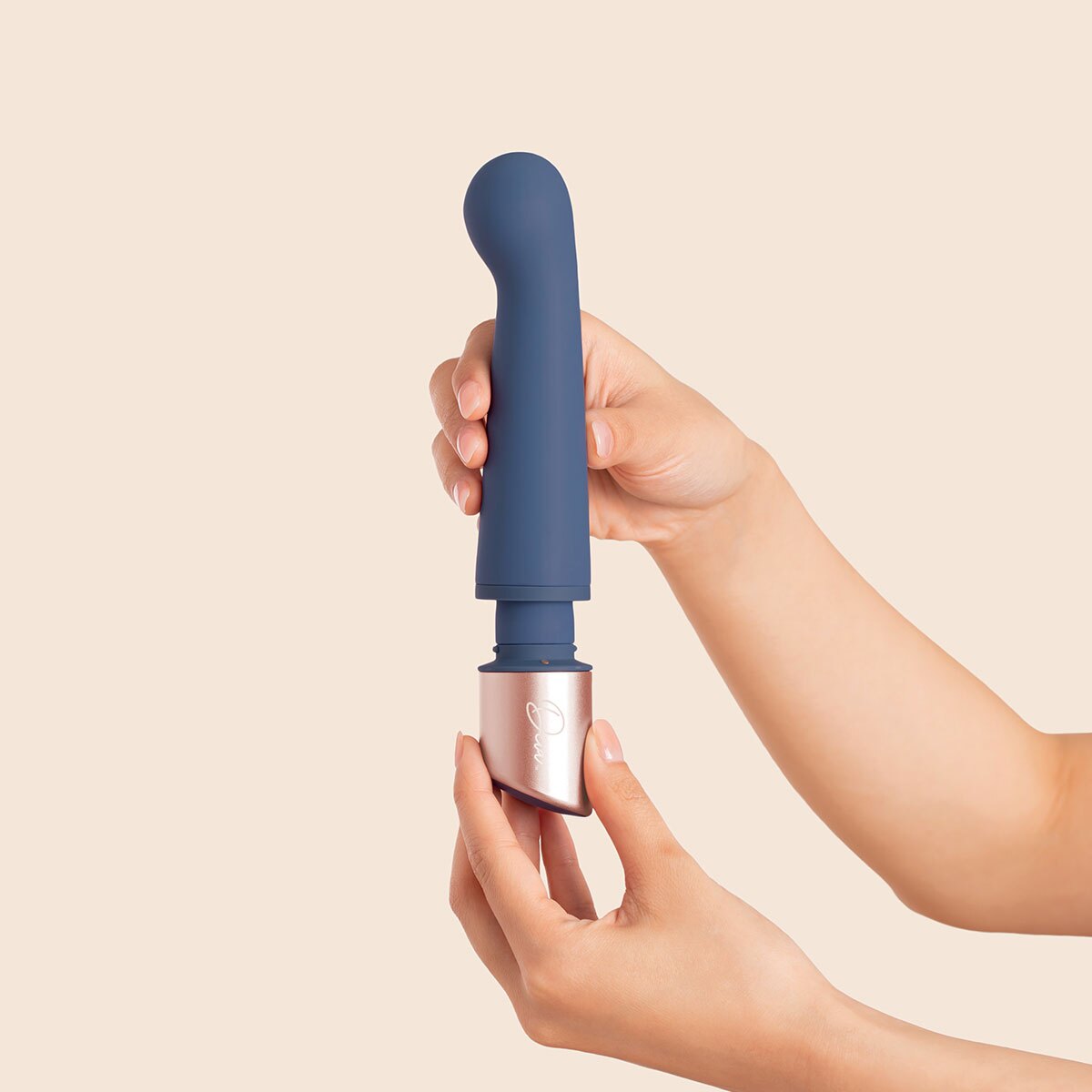 Angled view of the  Deia vibrator designed for intimate use