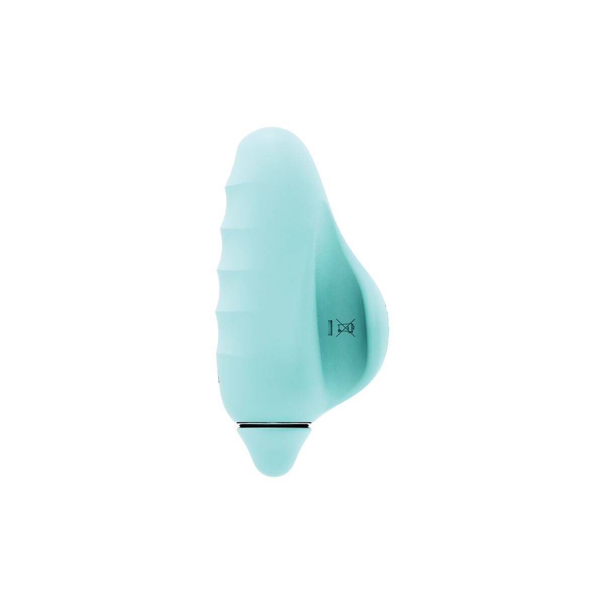 Angled view of the Turquoise VeDO vibrator designed for intimate use