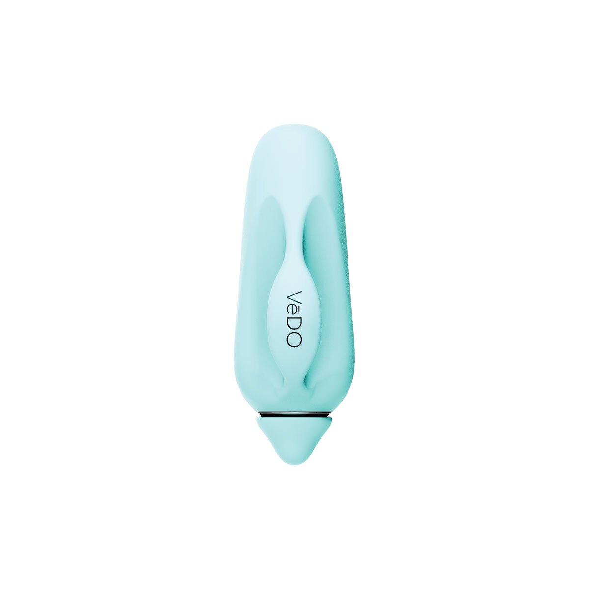 Turquoise VeDO vibrator Vivi Finger shown in hand for scale