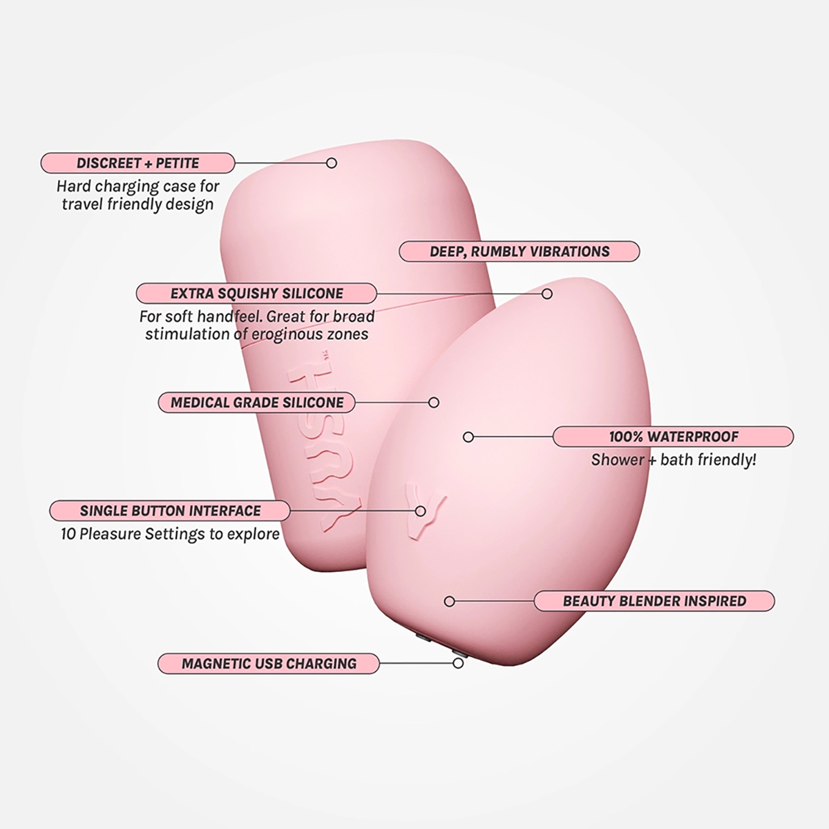 Product image of the  VUSH vibrator on clean background