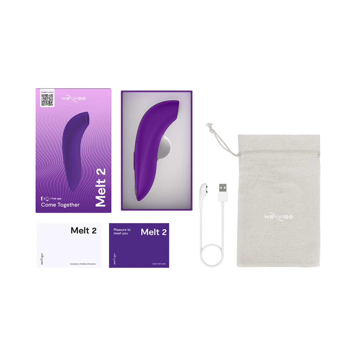 Angled view of the Purple We-Vibe vibrator designed for intimate use