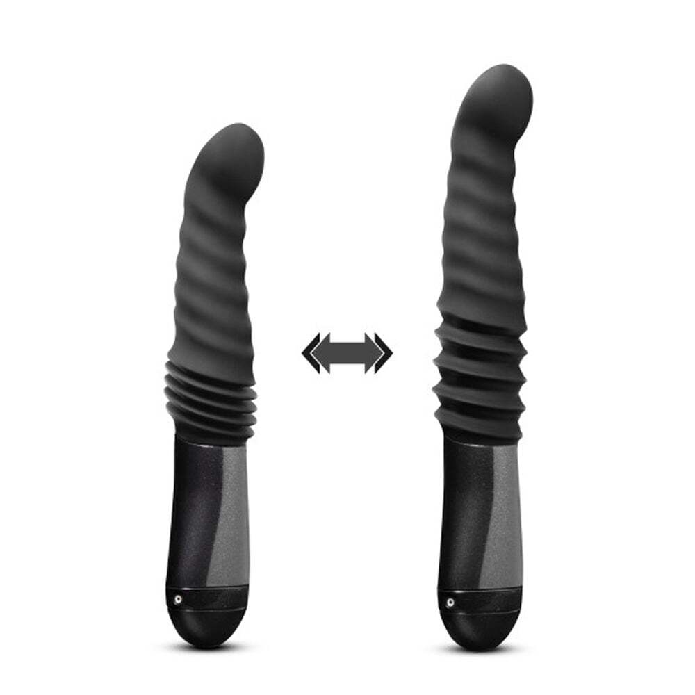 10 inch Dildo by Blush in Black displayed for pegging Him or Her