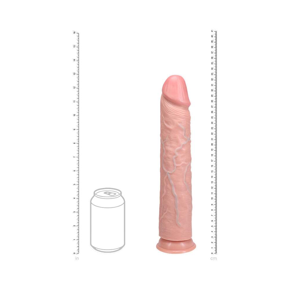 13 inch Dildo by Shots in Vanilla Ivory Beige shown for pegging Her or Him