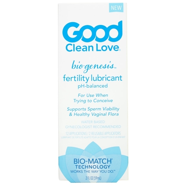 Bottle of 2 oz Water Based Lube Good Clean Love showing clean, lightweight formula