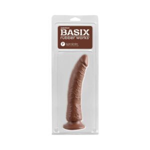 7 inch Dildo Pipedream Brown Chocolate Cocoa Basix Rubber Works Slim With Suction Cup