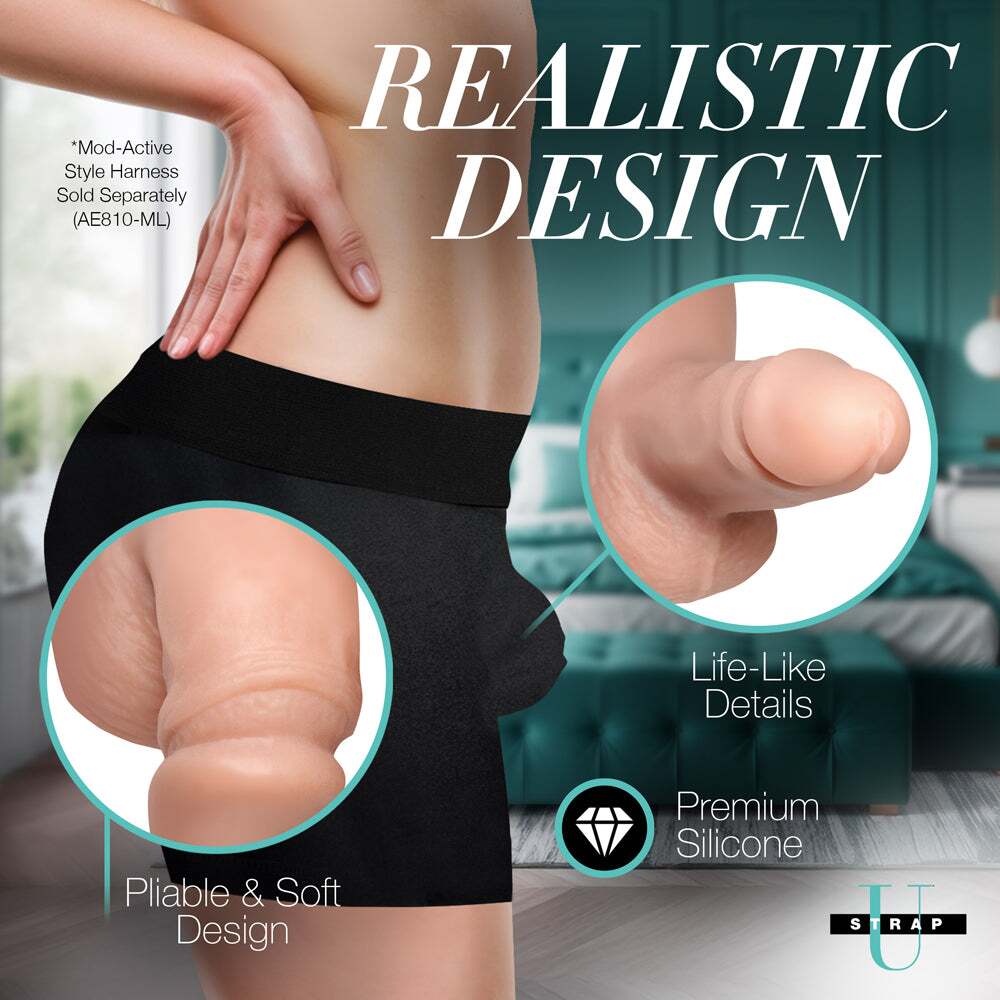 3.6 inch Dildo by XR Brands in  shown for pegging Her or Him