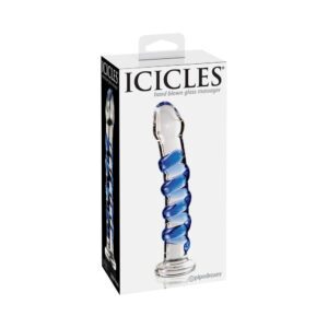7 inch Dildo Pipedream Blue Icicles No. 5 Curved Ribbed Glass