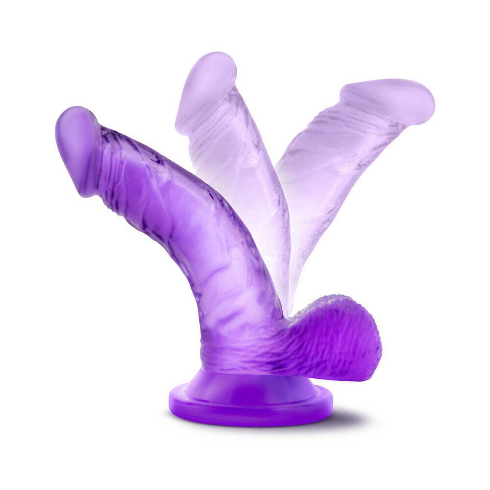 4 inch Dildo by Blush in Purple displayed for pegging Him or Her