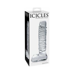 8.5 inch Dildo Pipedream Clear Icicles No. 63 Ribbed Realistic Glass