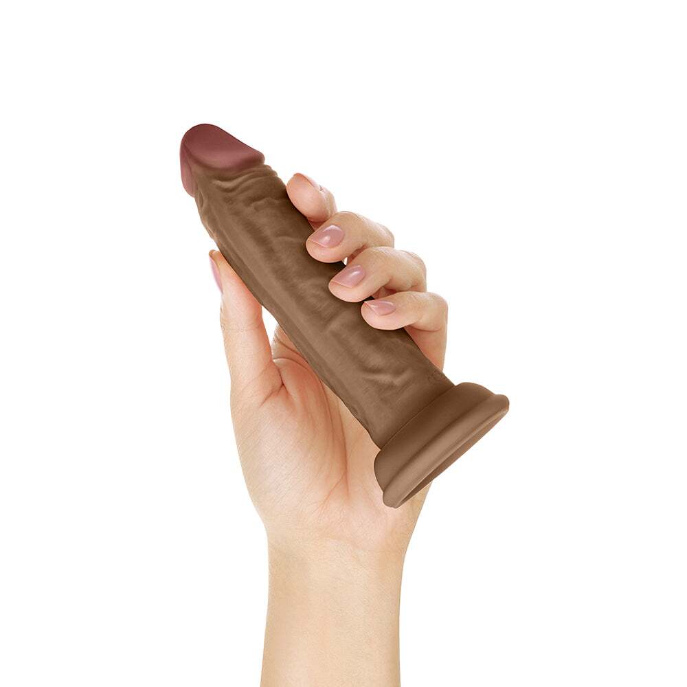 5.5 inch Dildo by Shaft in Tan Light Brown Mocha shown for pegging Her or Him