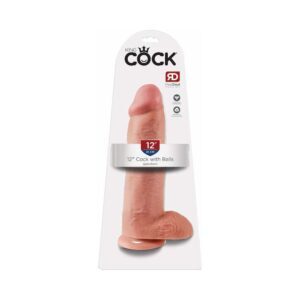 12 inch Dildo Pipedream Vanilla Ivory Beige King Cock Cock With Balls Realistic Suction Cup Beige