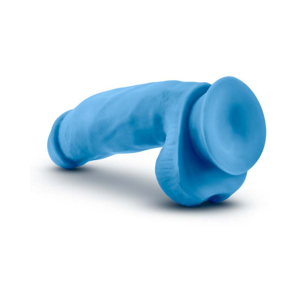 7 inch Dildo by Blush in Blue shown for pegging Her or Him