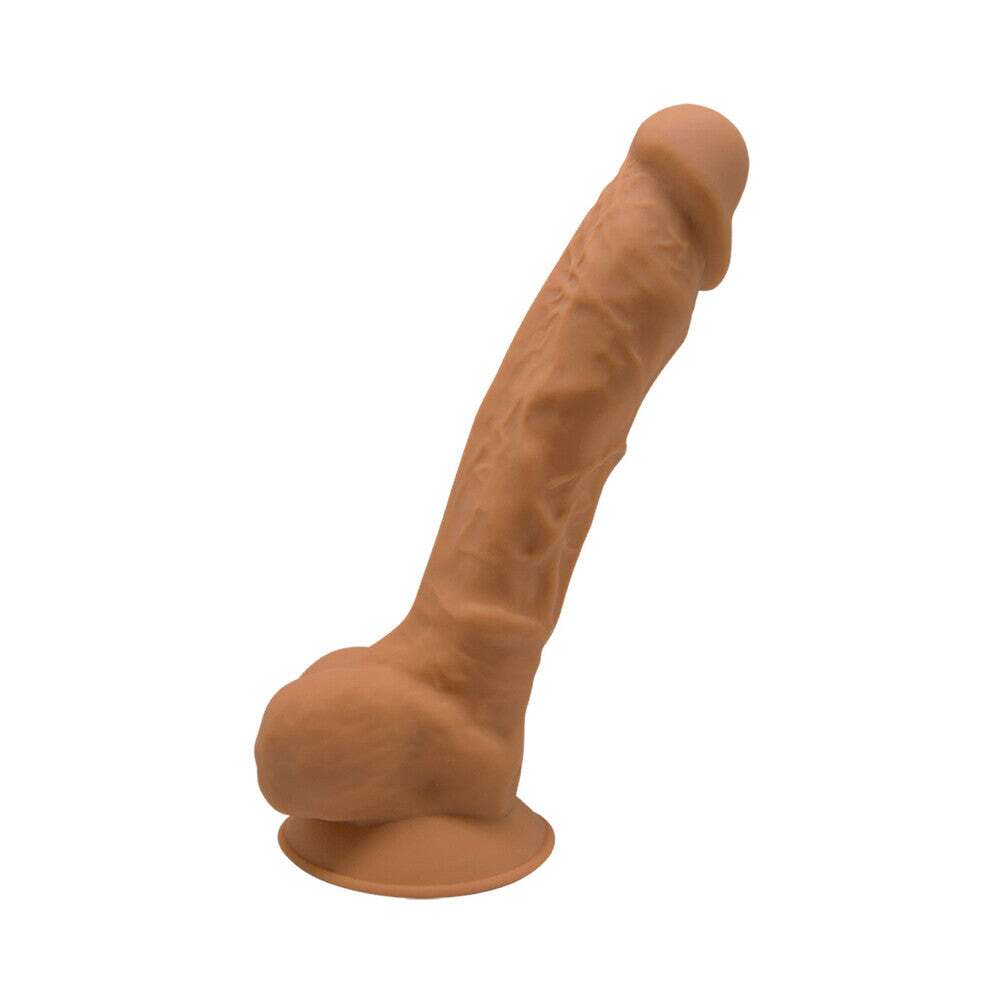 7 inch Dildo by Doc Johnson in Tan Light Brown Mocha shown for pegging Her or Him