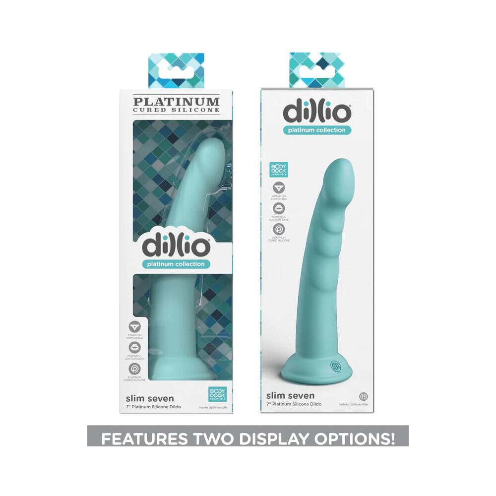 7 inch Dildo by Pipedream in Teal Turquoise Aqua shown for pegging Her or Him