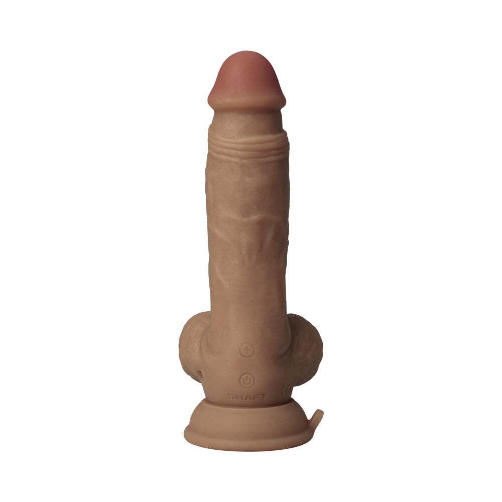 7.5 inch Dildo by Shaft in Tan Light Brown Mocha shown for pegging Her or Him
