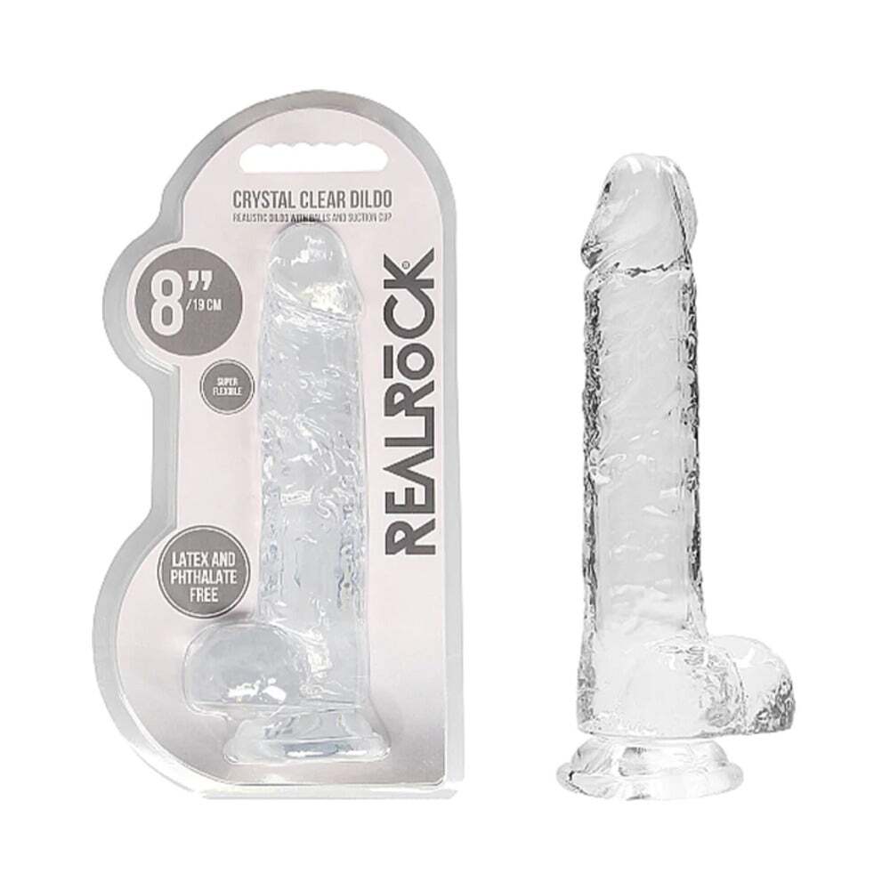8 inch Dildo by Shots in Clear shown for use by Her or Him