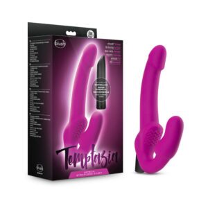 9.5 inch Dildo Blush Hot Pink Magenta Fuchsia Temptasia Estella Silicone Strapless Strap On with Bullet Vibrator