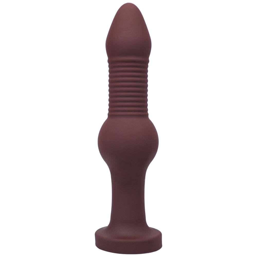 Dildo by Tantus in Wine Red Burgundy shown for use by Her or Him