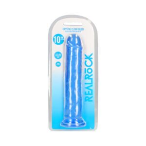 10 inch Dildo Shots Blue RealRock Crystal Straight Without Balls