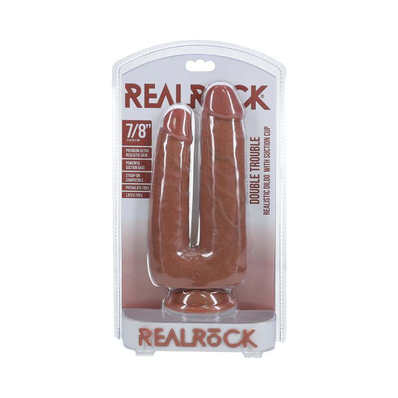 7 inch Dildo by Shots in Tan Light Brown Mocha shown for use by Her or Him