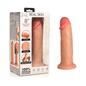 8 inch Dildo Curve Novelties Vanilla Ivory Beige Jock Real Skin Silicone Light