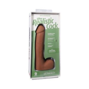 9 inch Dildo Doc Johnson Tan Light Brown Mocha The Realistic Cock ULTRASKYN Vac U Lock with Balls Caramel