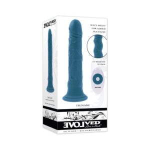 Dildo Evolved Teal Turquoise Aqua Tsunami Rechargeable Vibrating Silicone