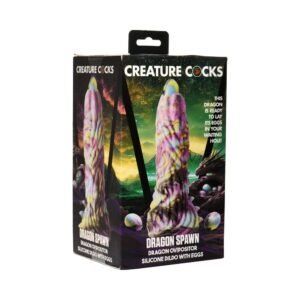 Dildo XR Brands Multi-Color Creature Cocks Dragon Spawn Dragon Ovipositor Silicone with Eggs