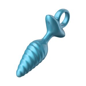 Anal Lube Luv Inc . Tr59: Tapered Swirl Ring Luv Plug Metallic Blue