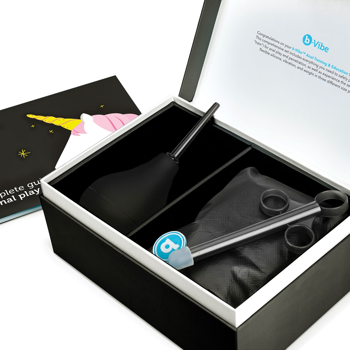 Charging setup for Black B-Vibe vibrator including cable