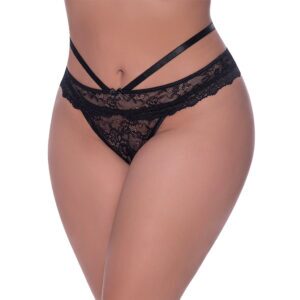 Black Panties Ooh La Lace Peek a Boo Cheeky Panty Black Q by Magic Silk