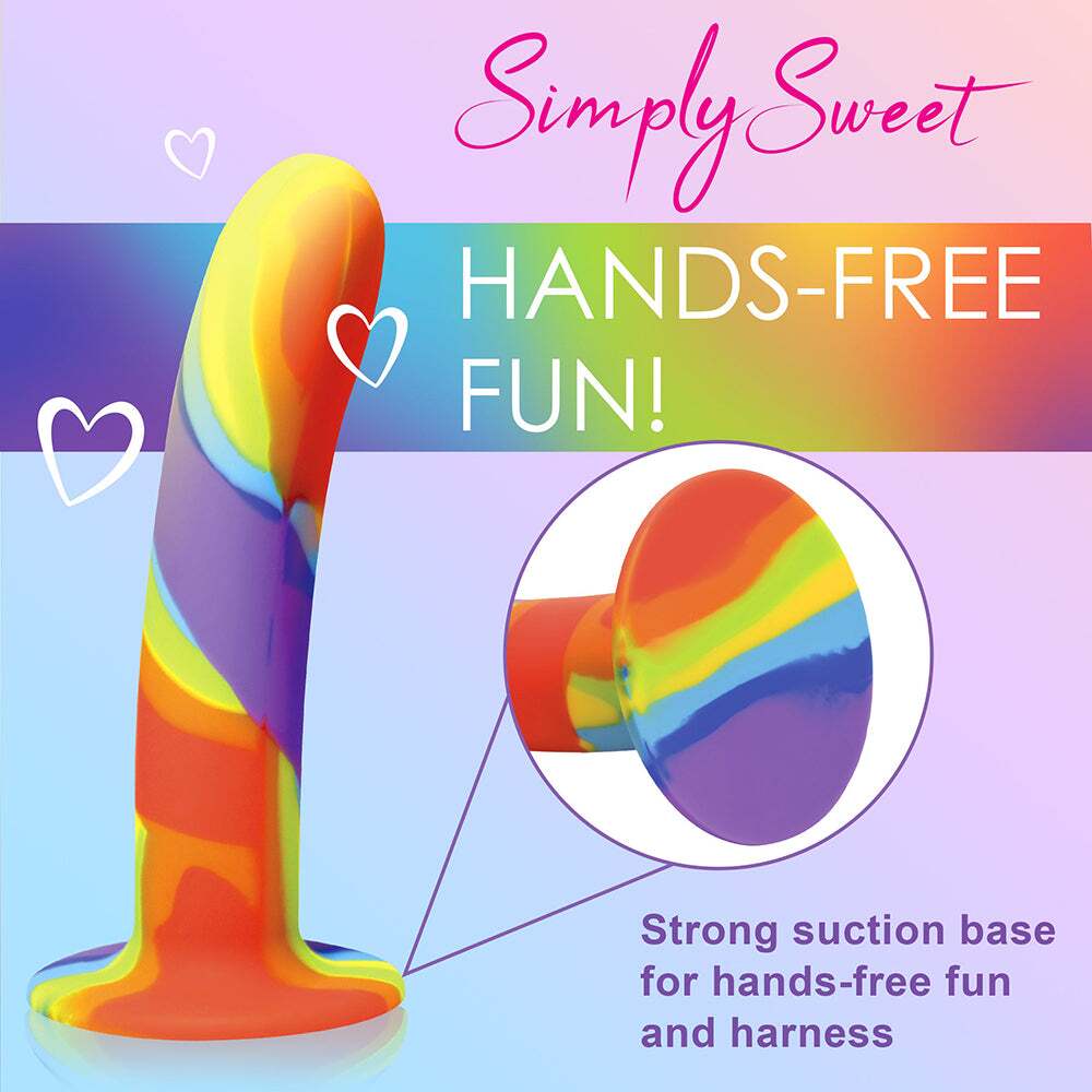 Dildo by Curve Novelties in Rainbow displayed for pegging Him or Her
