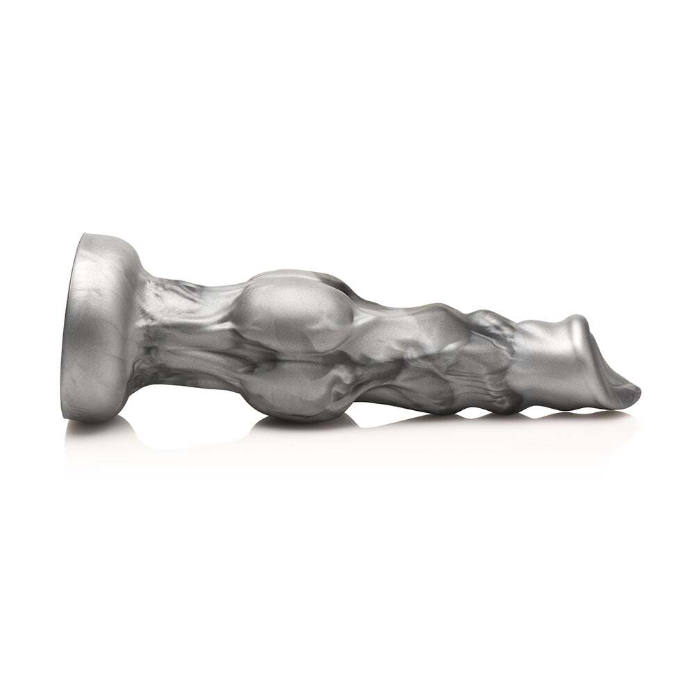 Dildo by XR Brands in Gray displayed for pegging Him or Her