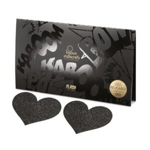 Sexy Nipple Covers Glittery Metallic Flash Black Hearts