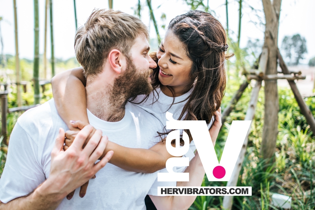 Adam & Eve Toy Care and Cleaning Guide at HerVibrators Adam & Eve sex toy next to a towel and gentle cleanser showing proper cleaning and care