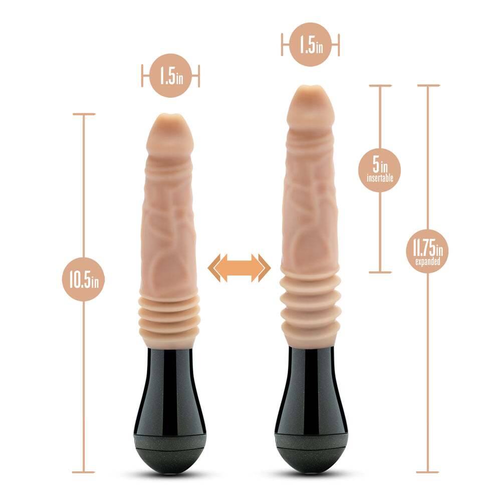 10.5 inch Dildo by Blush in Vanilla Ivory Beige displayed for pegging Him or Her