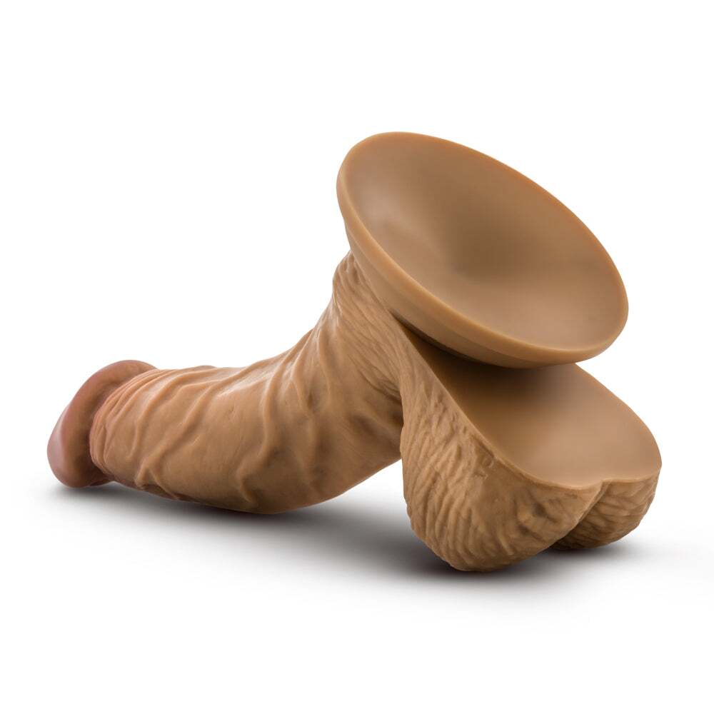 6.5 inch Dildo by Blush in Tan Light Brown Mocha shown for pegging Her or Him