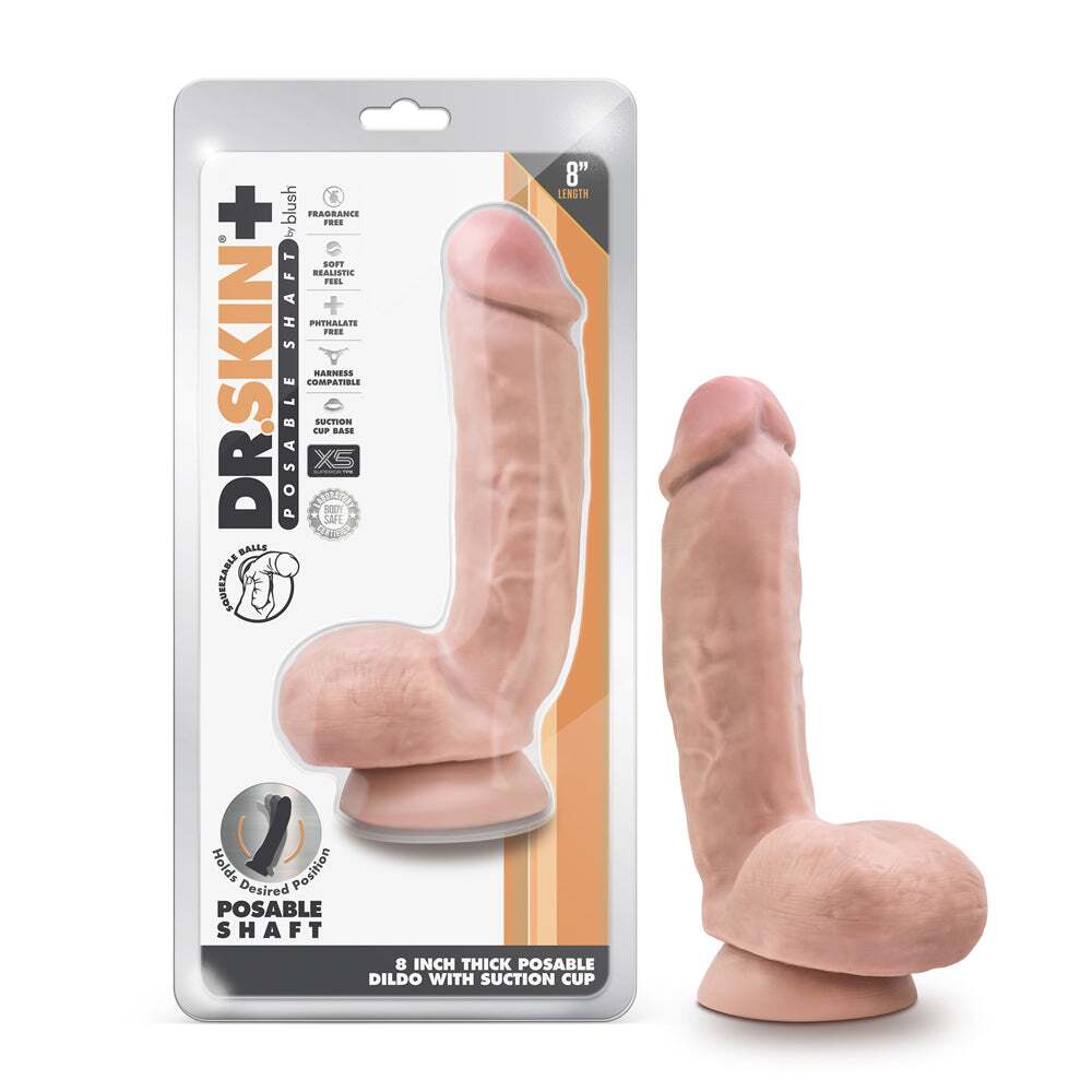 8 inch Dildo by Blush in Vanilla Ivory Beige shown for use by Her or Him