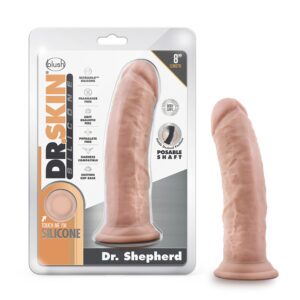 8 inch Dildo Blush Vanilla Ivory Beige Dr Skin Silicone Dr Shepherd Realistic Posable Beige