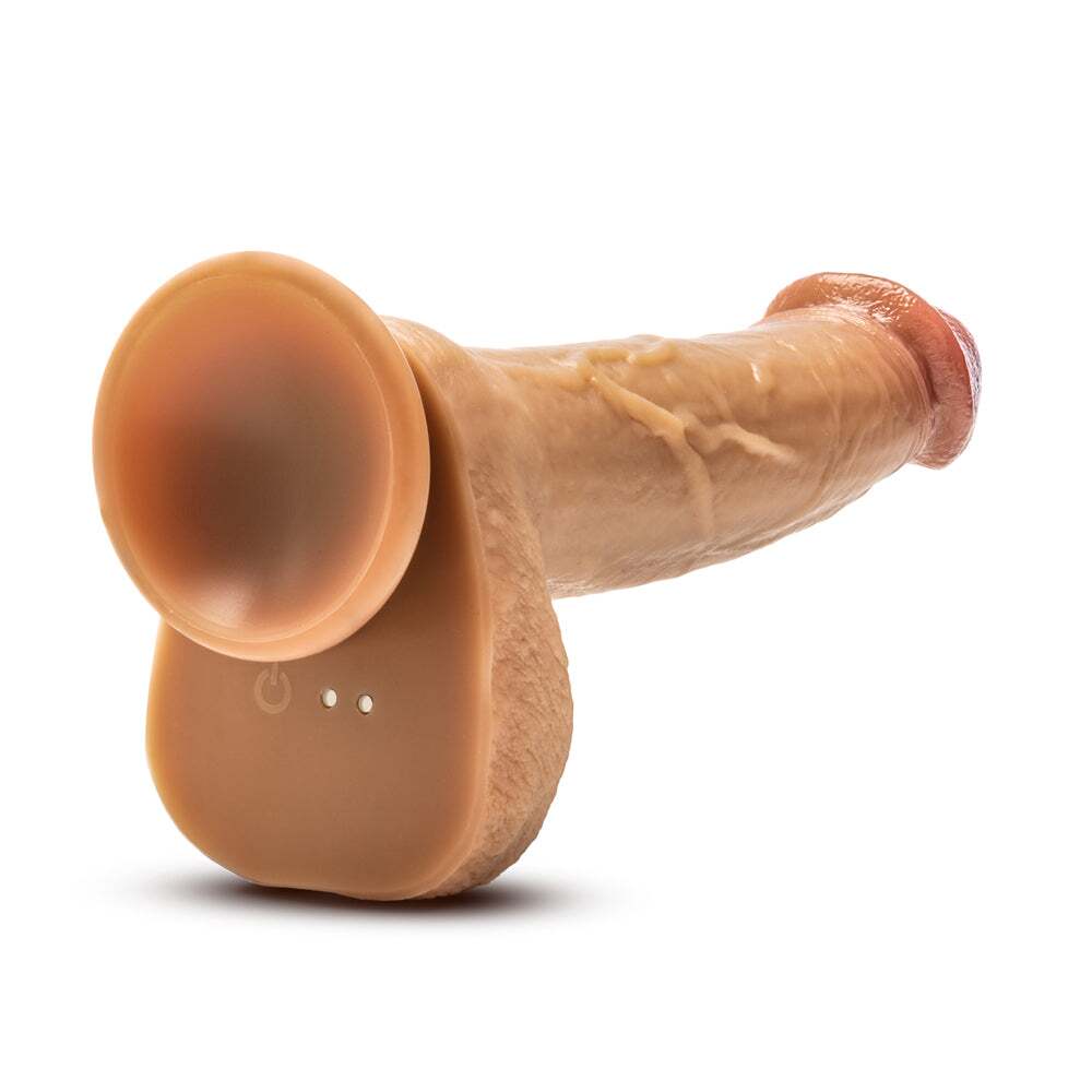 8.5 inch Dildo by Blush in Tan Light Brown Mocha shown for pegging Her or Him