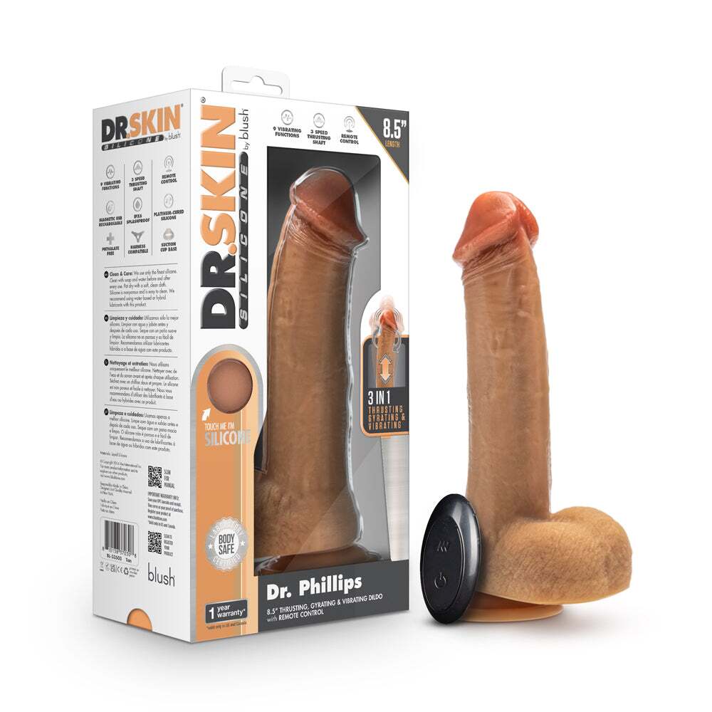 8.5 inch Dildo by Blush in Tan Light Brown Mocha shown for use by Her or Him