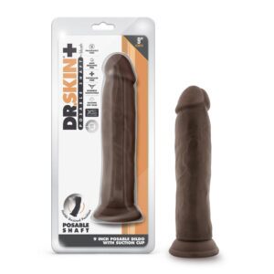 9 inch Dildo Blush Brown Chocolate Cocoa Dr Skin Plus Thick Triple Density Posable